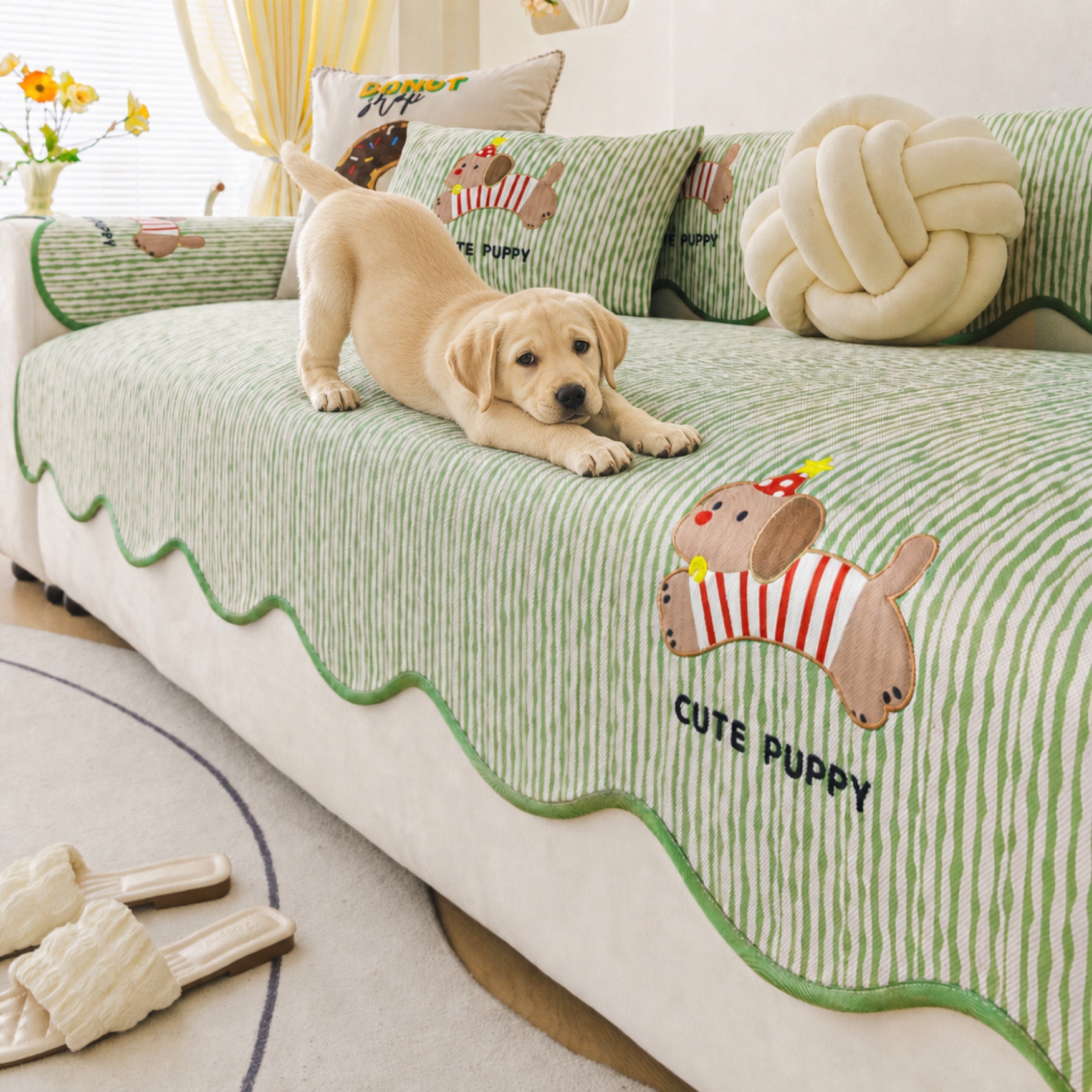 Puppy Cooling Sofa Cover | Anti-Scratch Non-Slip | Machine Washable Pet Protector