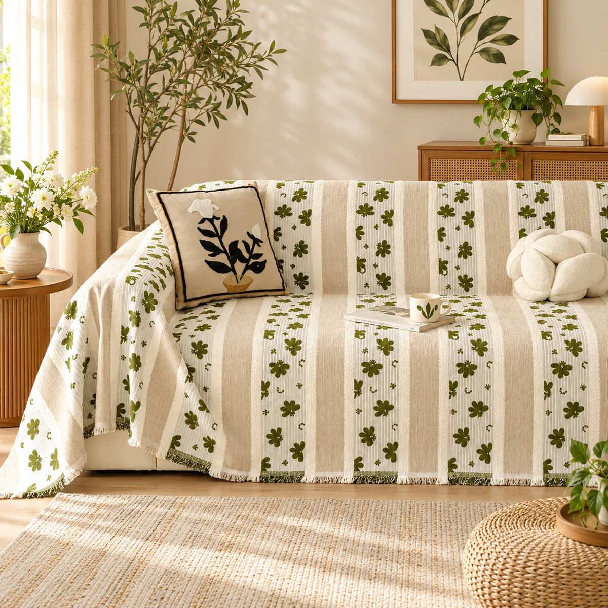 Sofa Cover & Chenille Sofa Throw | Daisy Lane | Machine Washable