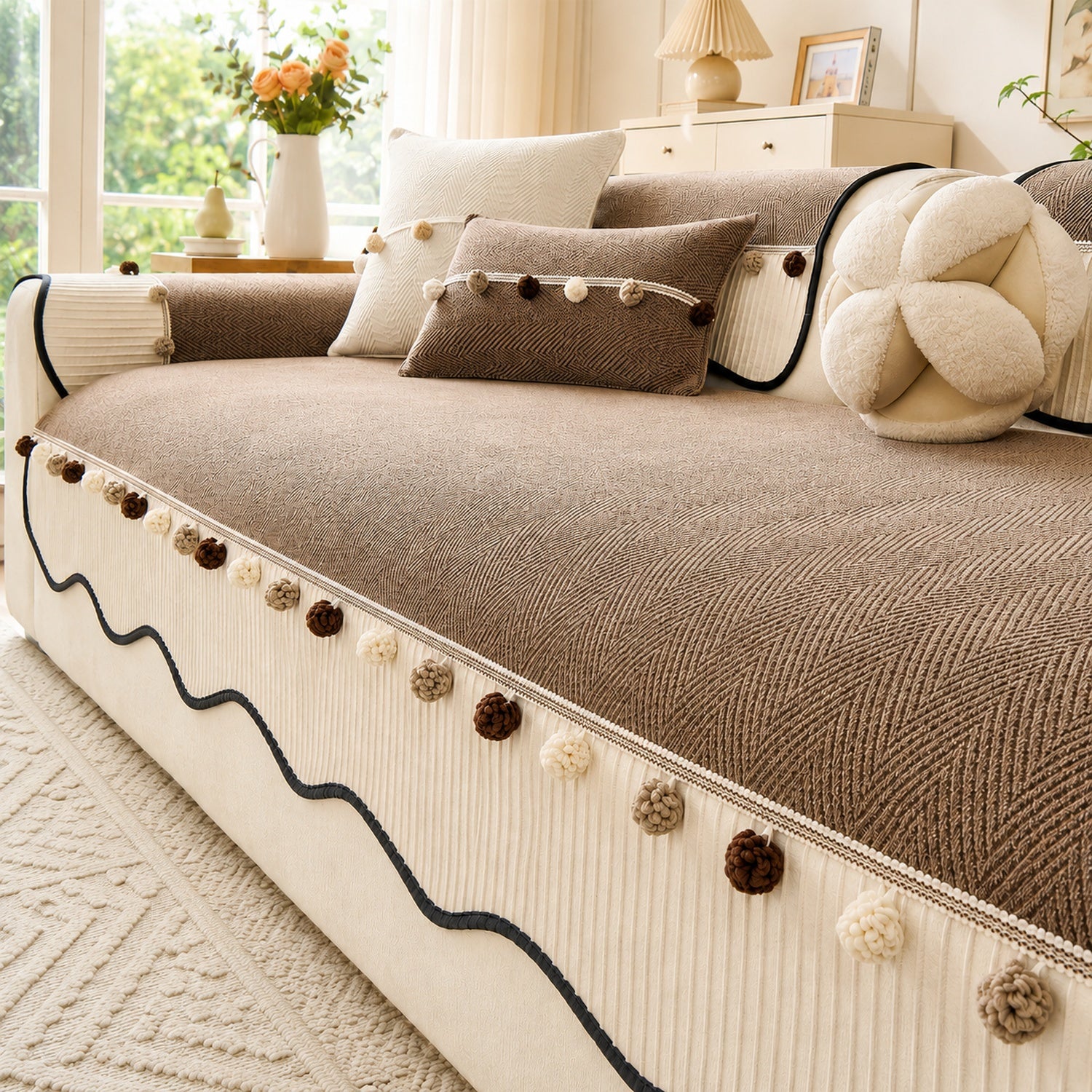 Bobble Weave Chenille Sofa Cover | Non-Slip & Machine Washable