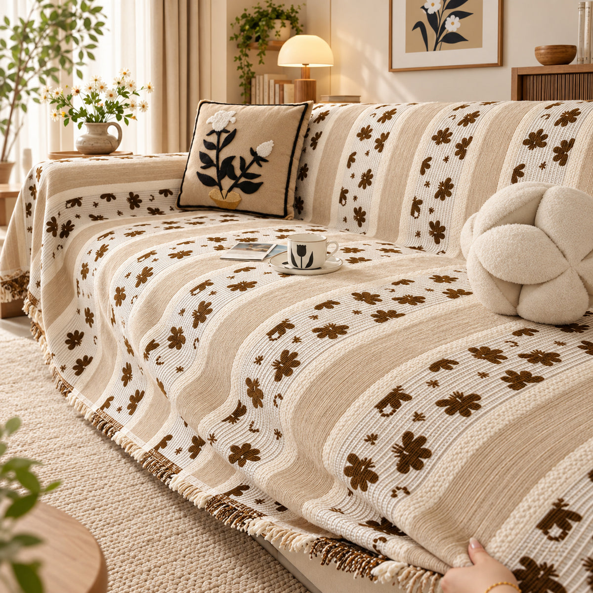 Sofa Cover & Chenille Sofa Throw | Daisy Lane | Machine Washable