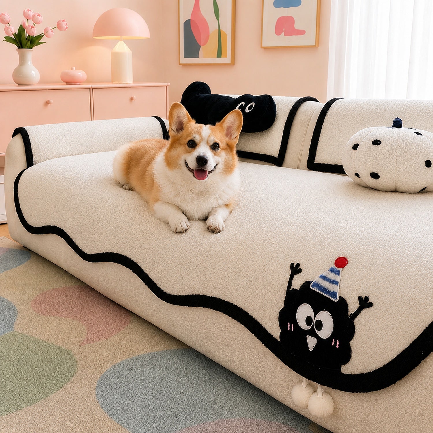 Cheeky Monster Chenille Sofa Protector | Water-Resistant Non-Slip Cover