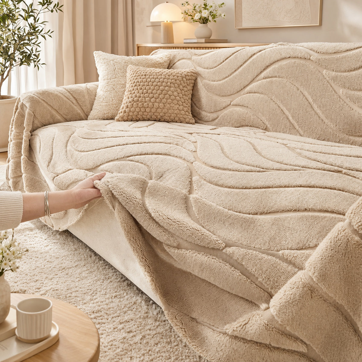 Textured Sofa Throw | Soft Plush | Machine-Washable Sofa Protector