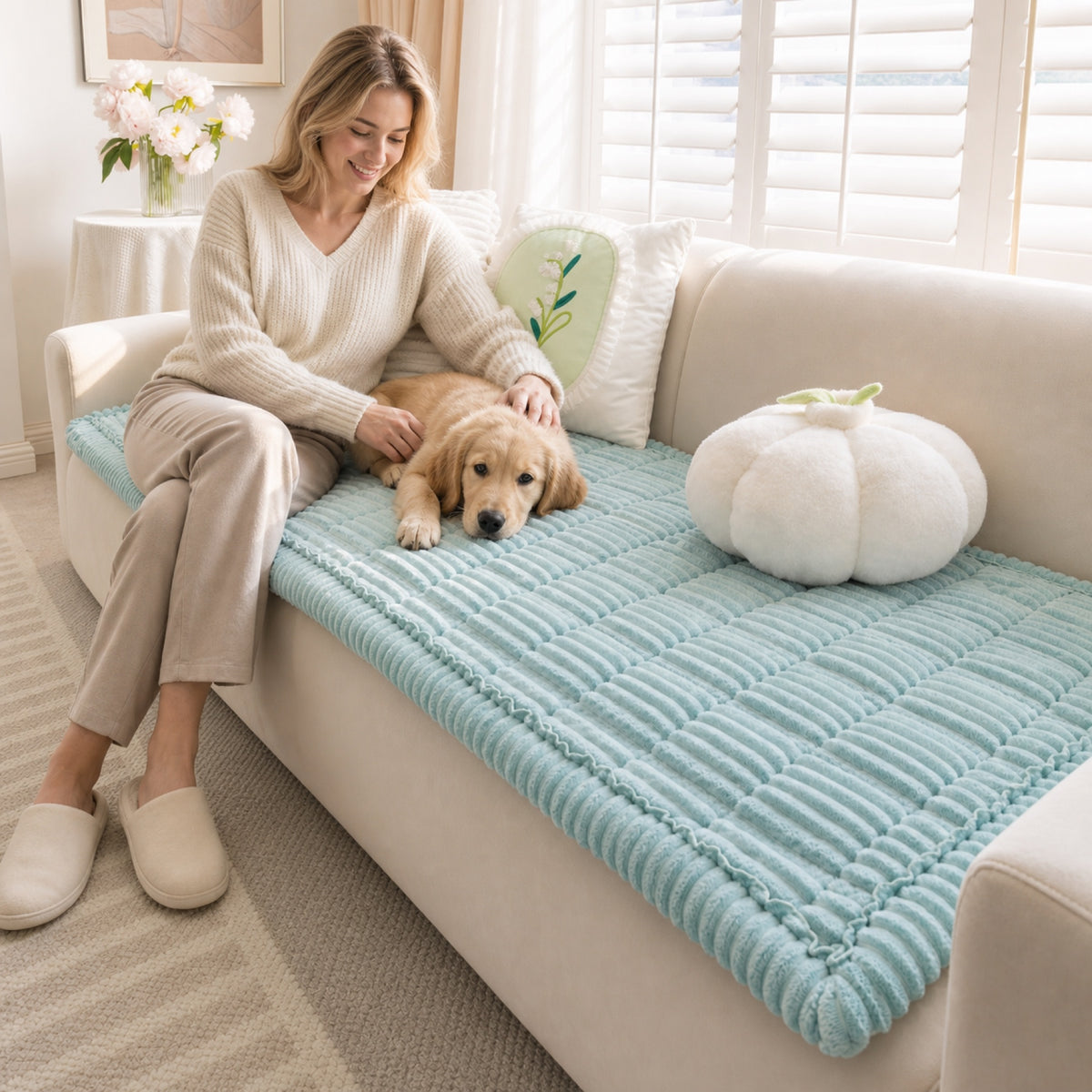 Pet Mat Couch Cover | Non Slip Breathable | Sofa Protector | Soft Washable | Woofing Deals