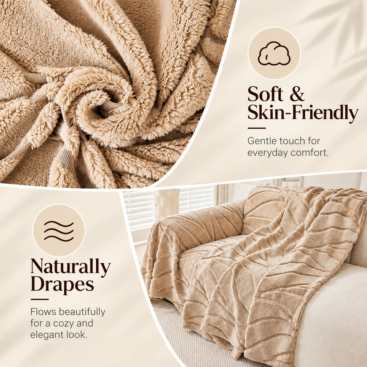 Textured Sofa Throw | Soft Plush | Machine-Washable Sofa Protector