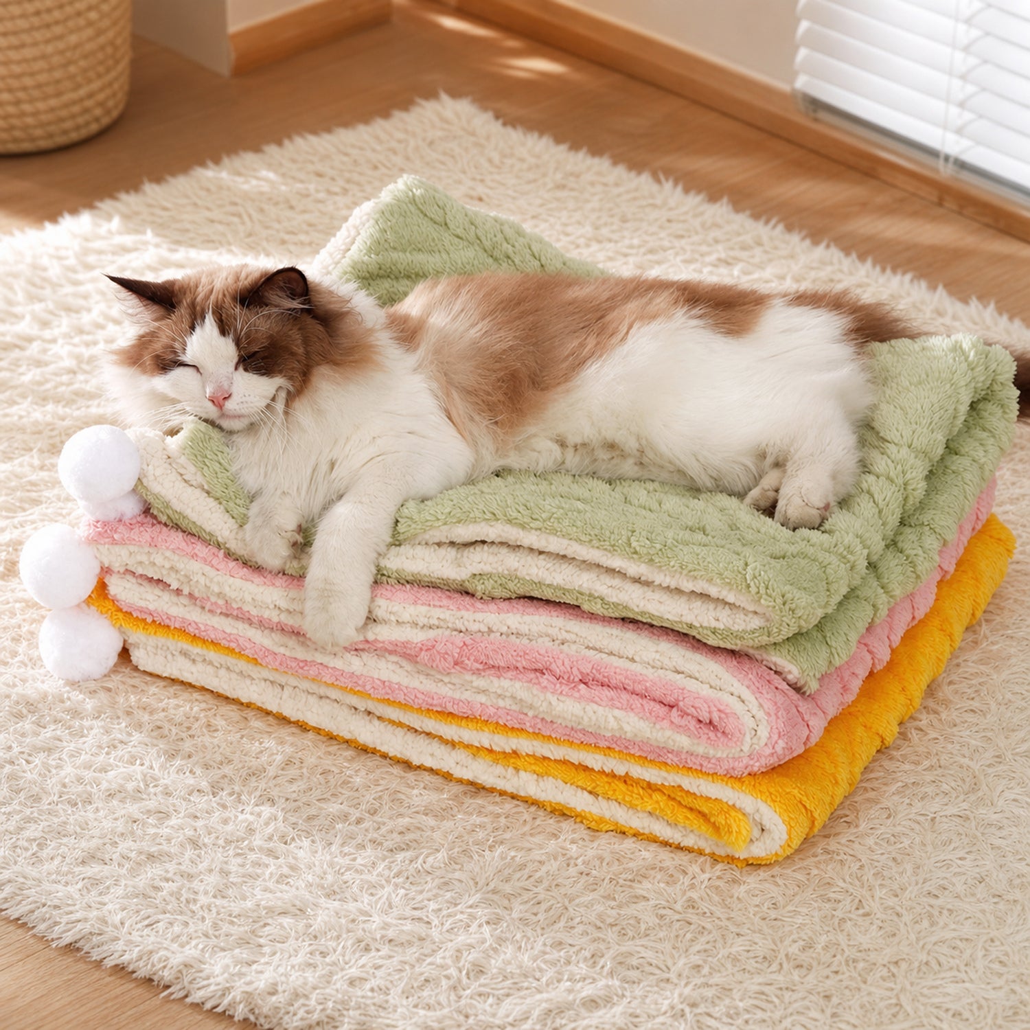 Reversible Plush Pet Blanket | Warm Washable Winter Mat for Dogs & Cats