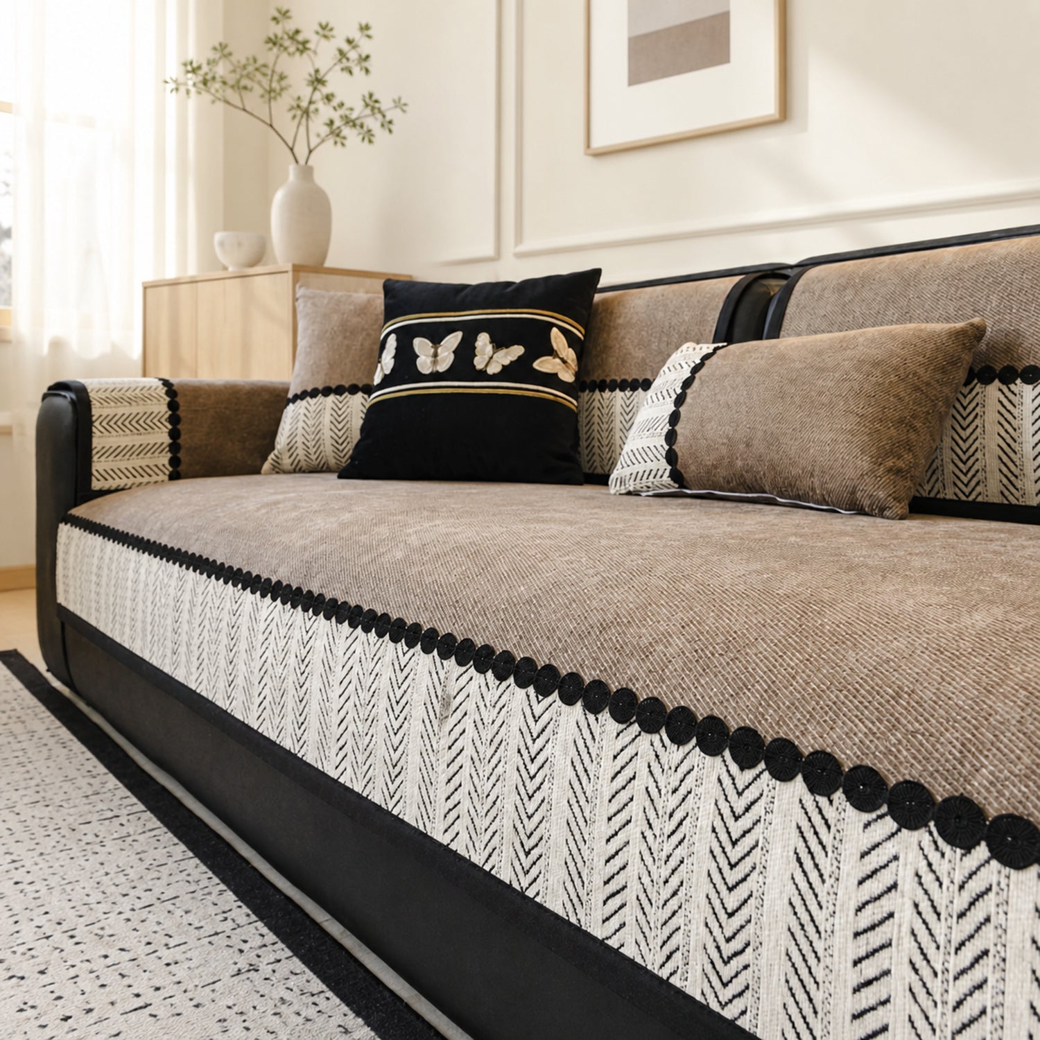 Herringbone Sofa Protector | Chenille Non-Slip All-Season Cover