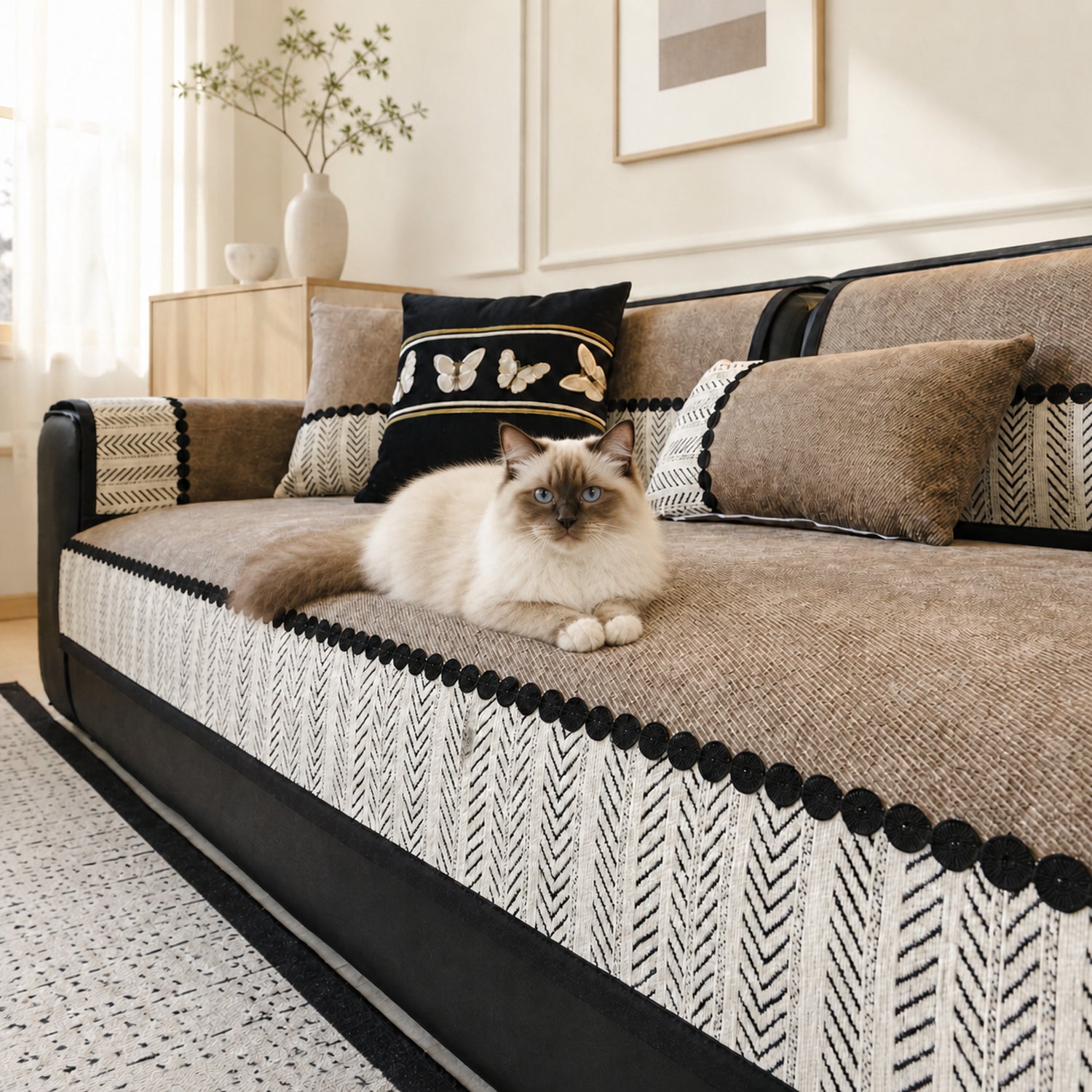 Herringbone Sofa Protector | Chenille Non-Slip All-Season Cover