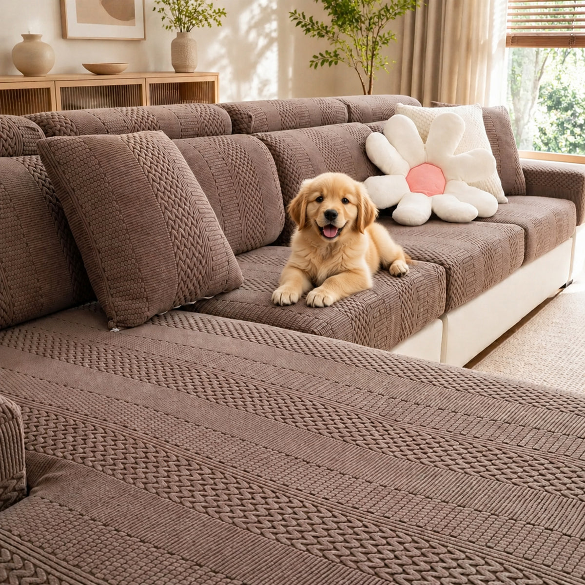 Polar Fleece Sofa Protector | Antistatic Stretch Modular Cover