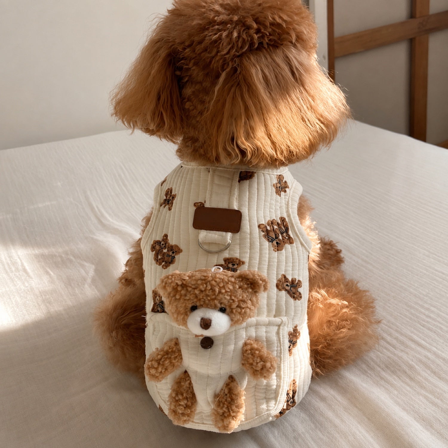 Teddy Bear Pocket Dog Vest | Cosy Quilted Autumn & Winter Pet Jacket