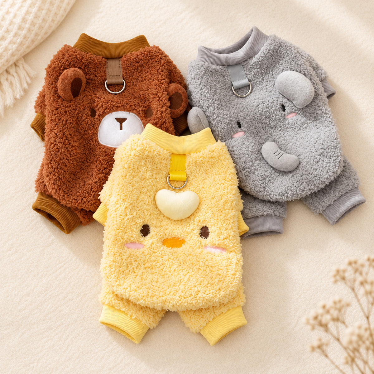 Dog Jumper | Cuddly Critters | Soft Fleece with Legs and Lead Ring
