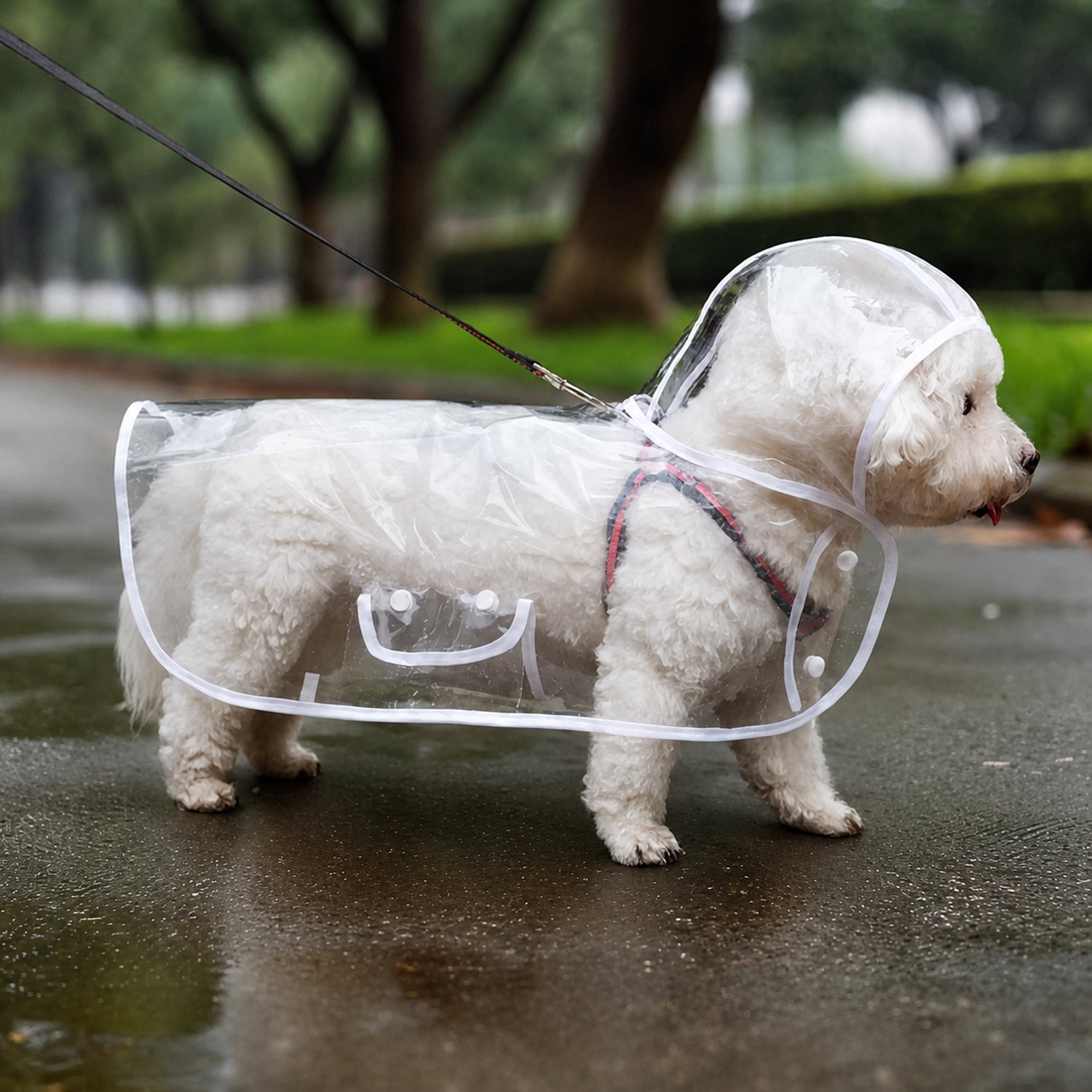 Transparent Dog Raincoat | Waterproof EVA | Clear Hood & Adjustable Press-Stud Fit