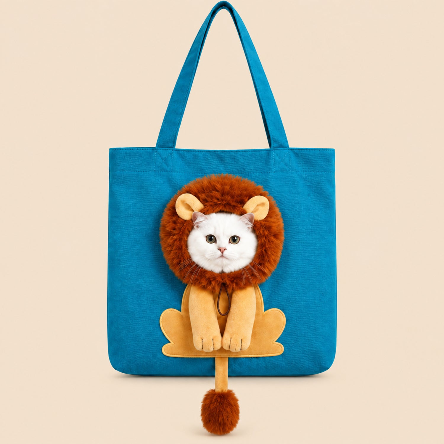 Lion Pet Carrier Tote | Cotton Canvas Shoulder Bag for Small Dogs & Cats
