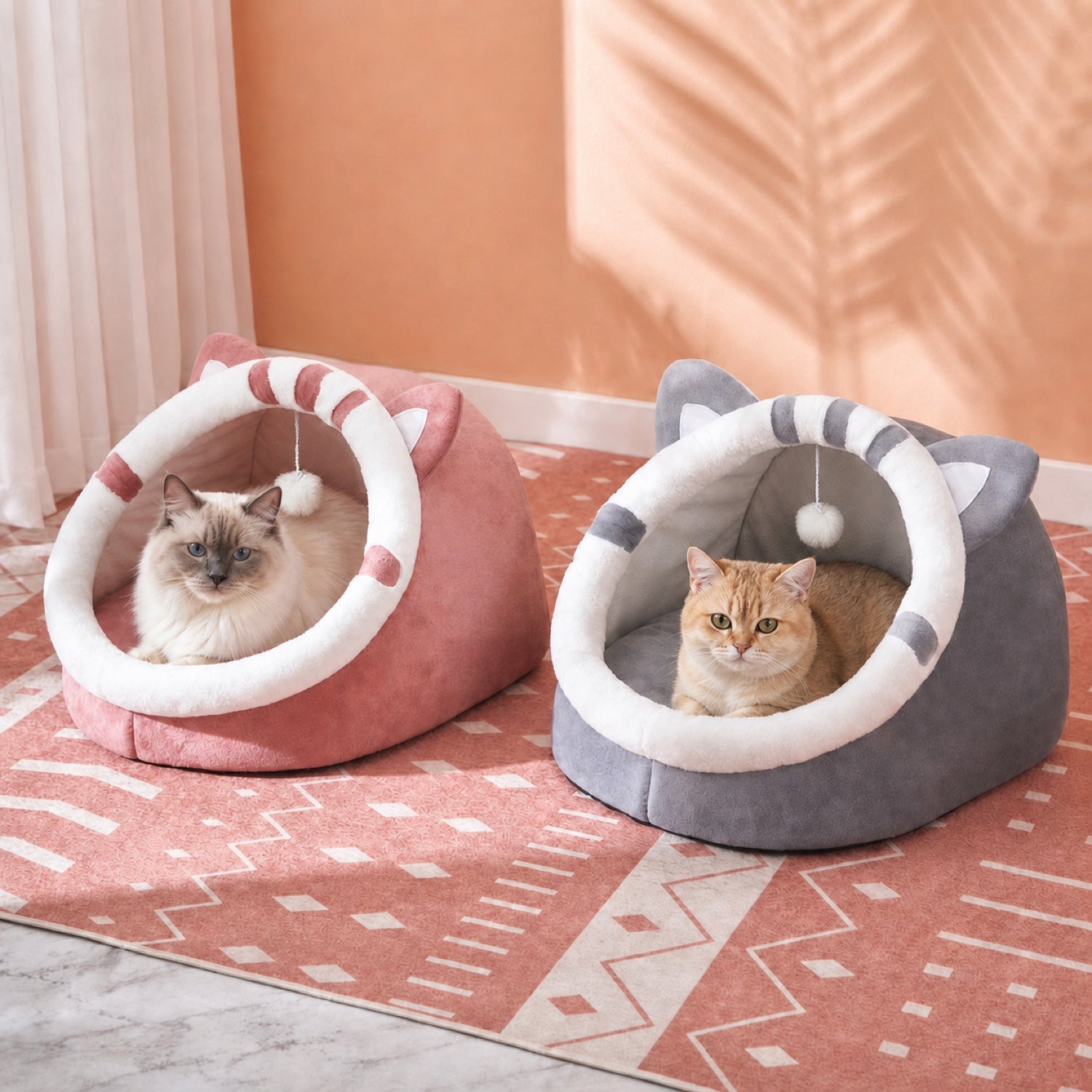Foldable Cat House | Washable Enclosed Bed | Anti-Slip Base