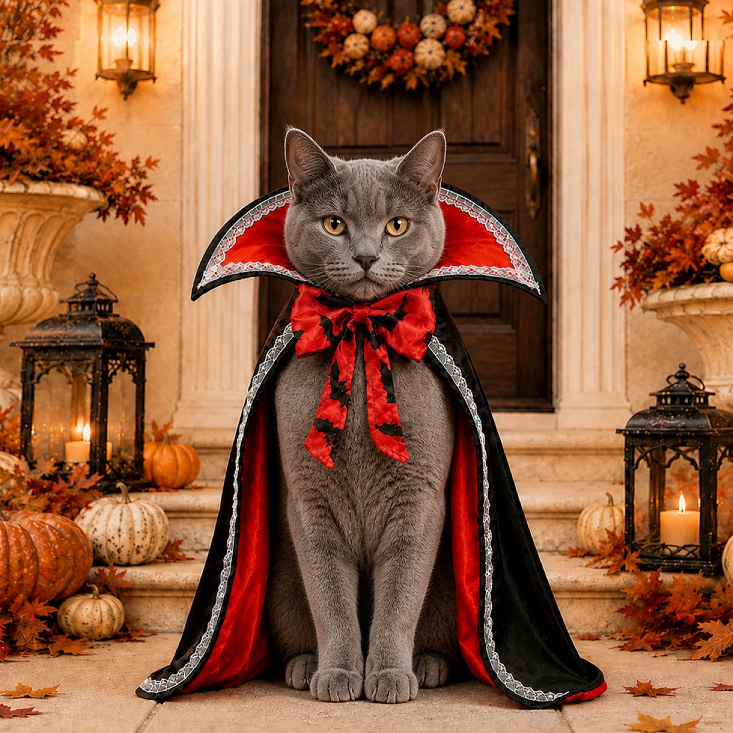 Vampire Pet Costume | Halloween Cape with High Collar for Dogs & Cats