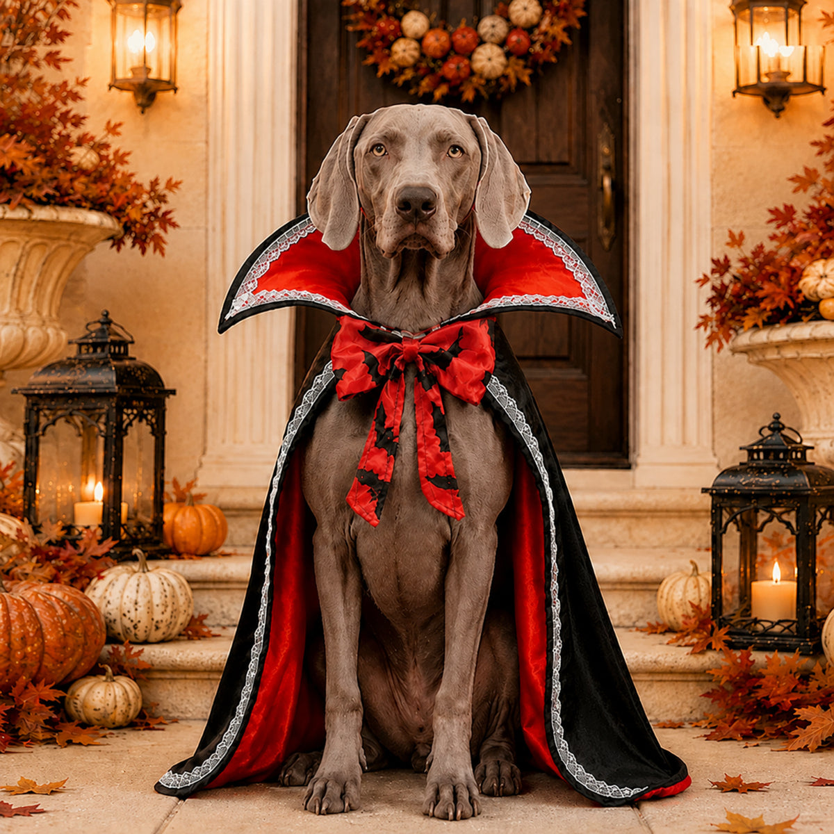 Vampire Pet Costume | Halloween Cape with High Collar for Dogs & Cats