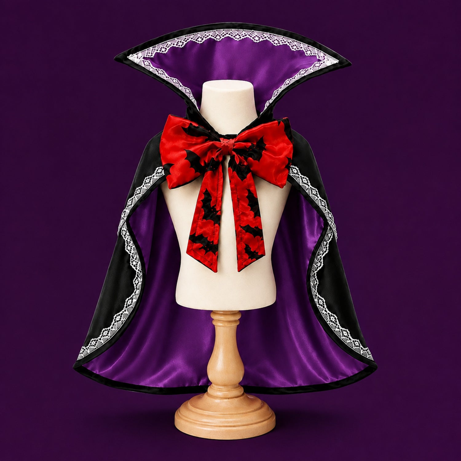 Vampire Pet Costume | Halloween Cape with High Collar for Dogs & Cats