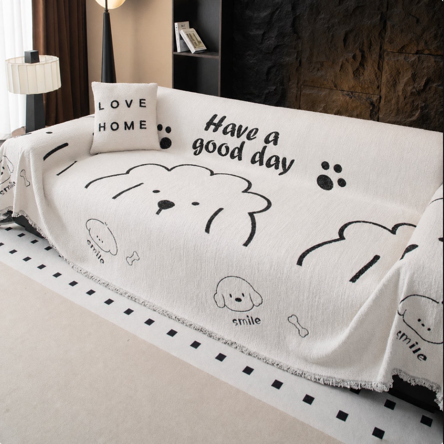 Puppy Print Sofa Throw | Thick Winter Sofa Protector | Machine Washable