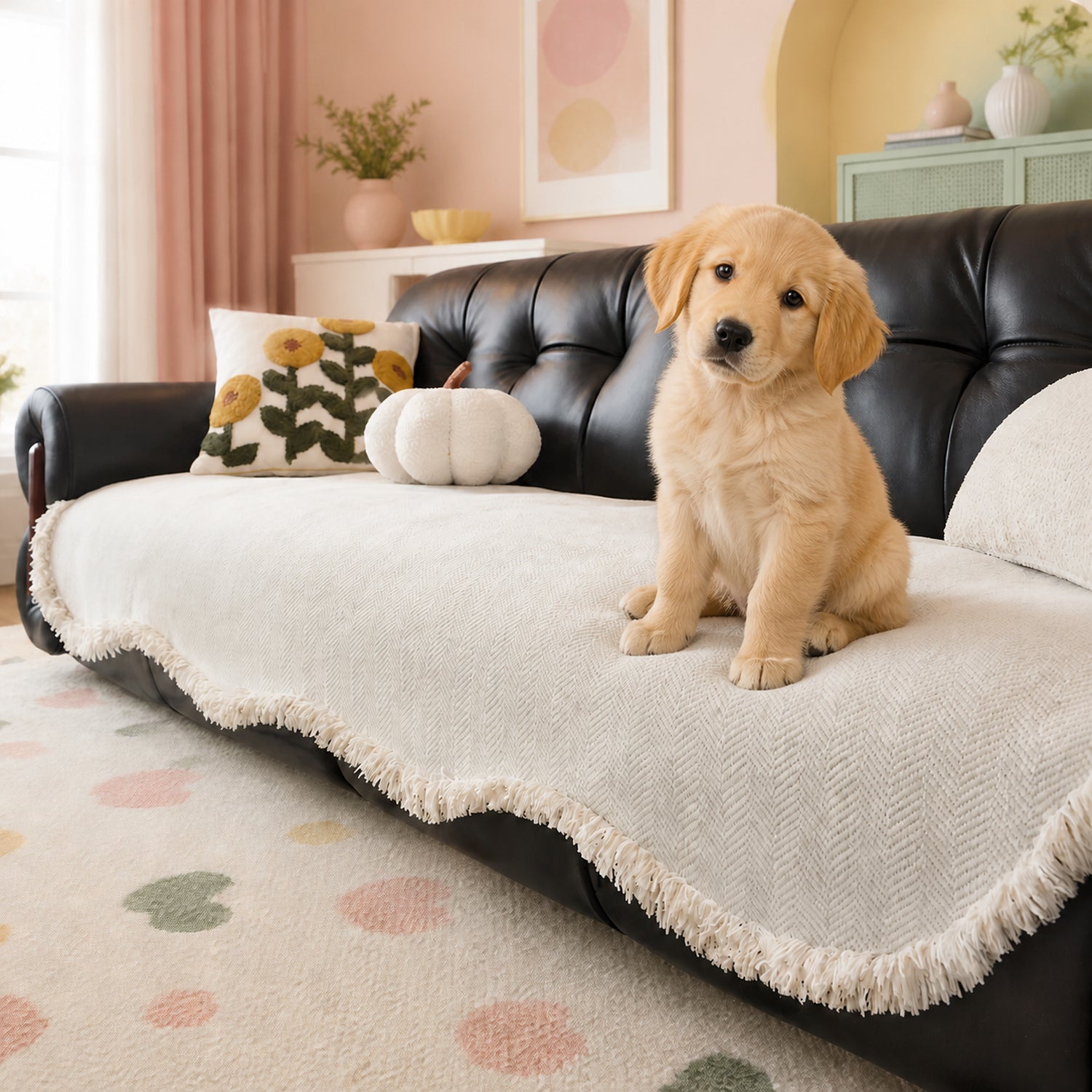 Little Bear Sofa Cover | Chenille Non-Slip Sofa Protector | Machine Washable