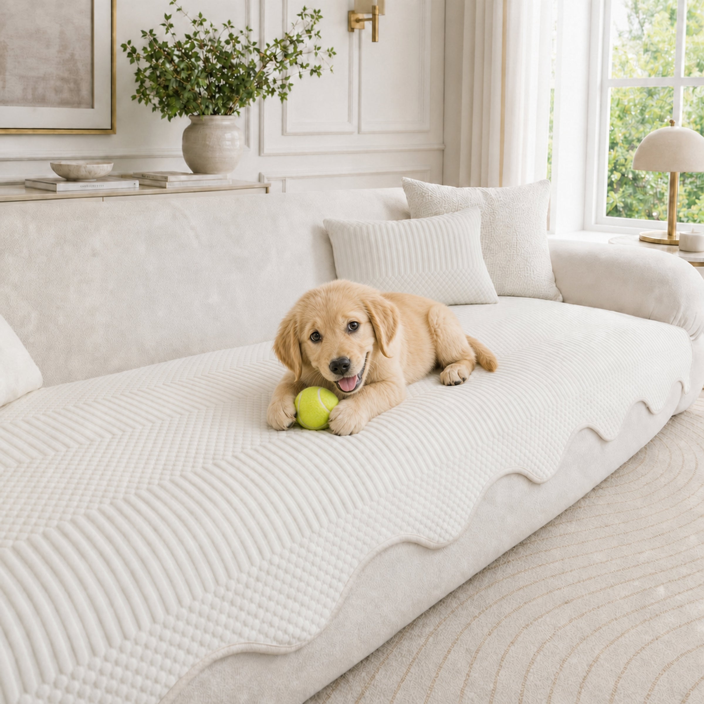 Wavy Cooling Sofa Cover | Breathable Fabric | Machine Washable | Anti-Slip Protector