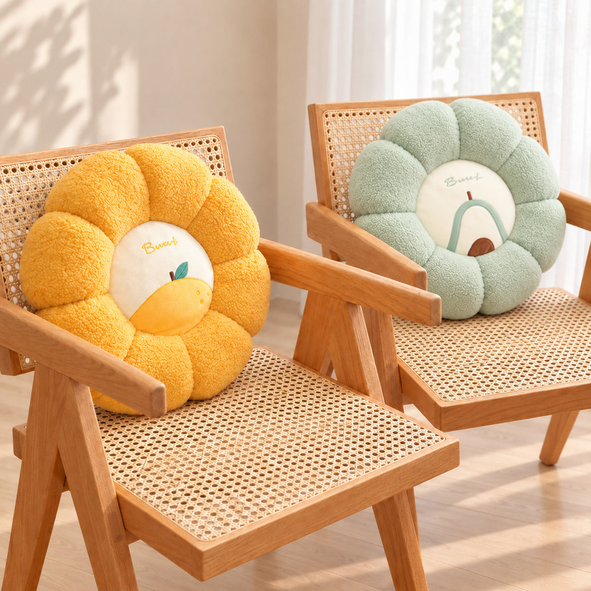 Dog & Cat Bed and Seat Cushion | Fruity Bloom | Soft Teddy Plush