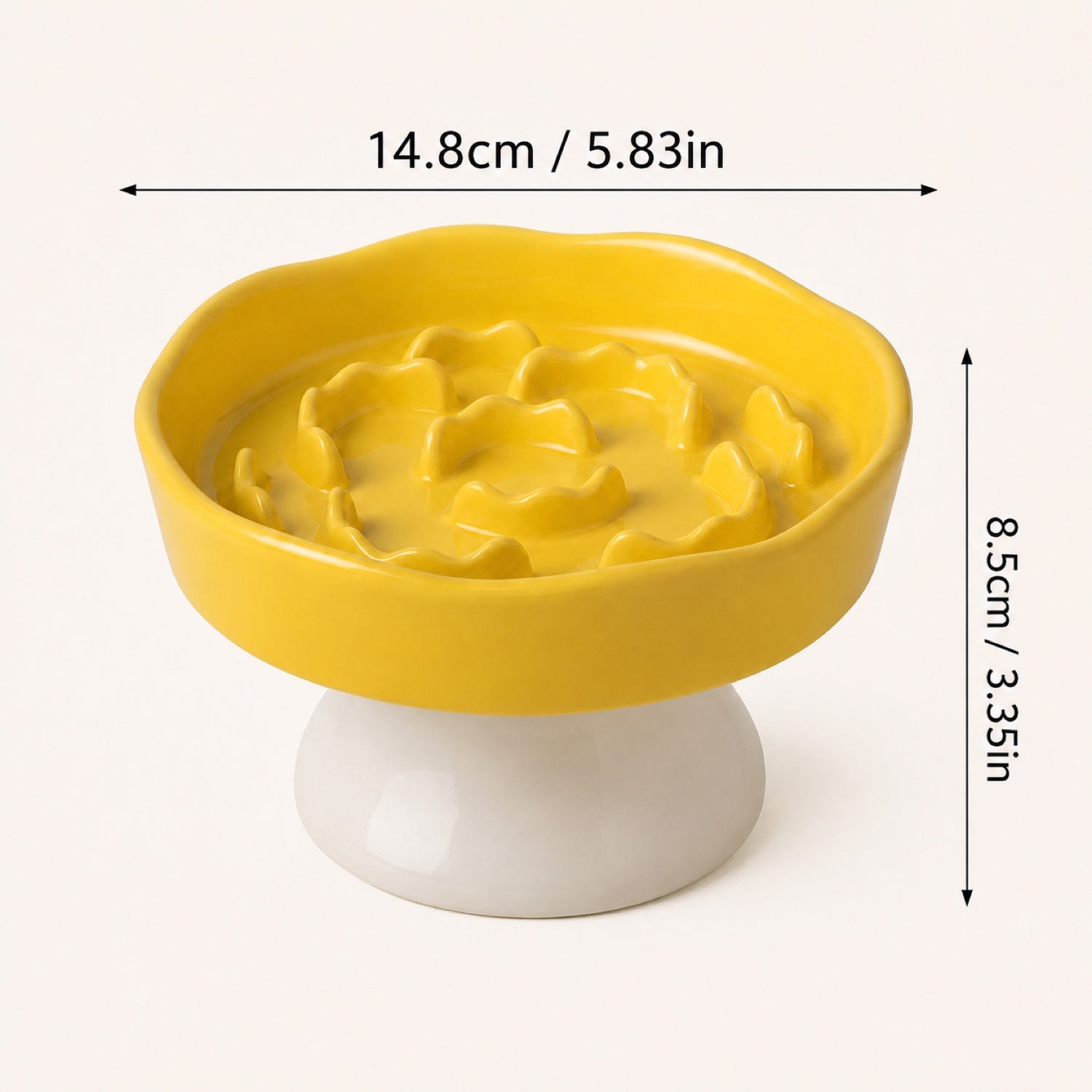 Elevated Floral Slow Feeder Bowl | Ceramic | Anti-Gulping for Cats & Small Dogs