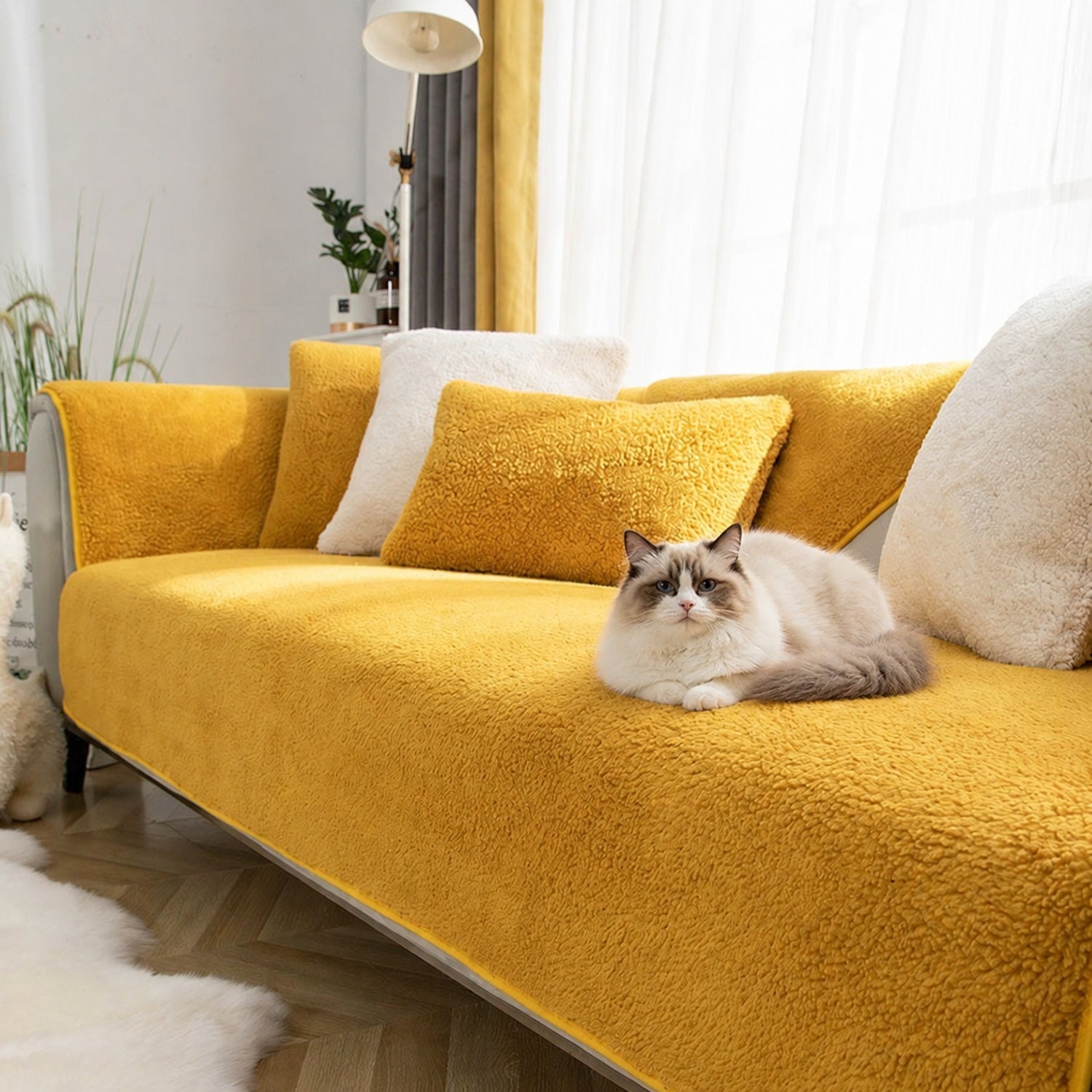 Fleece Sofa Cover | Thick Non-Slip Couch Protector | Soft Washable | Woofing Deals