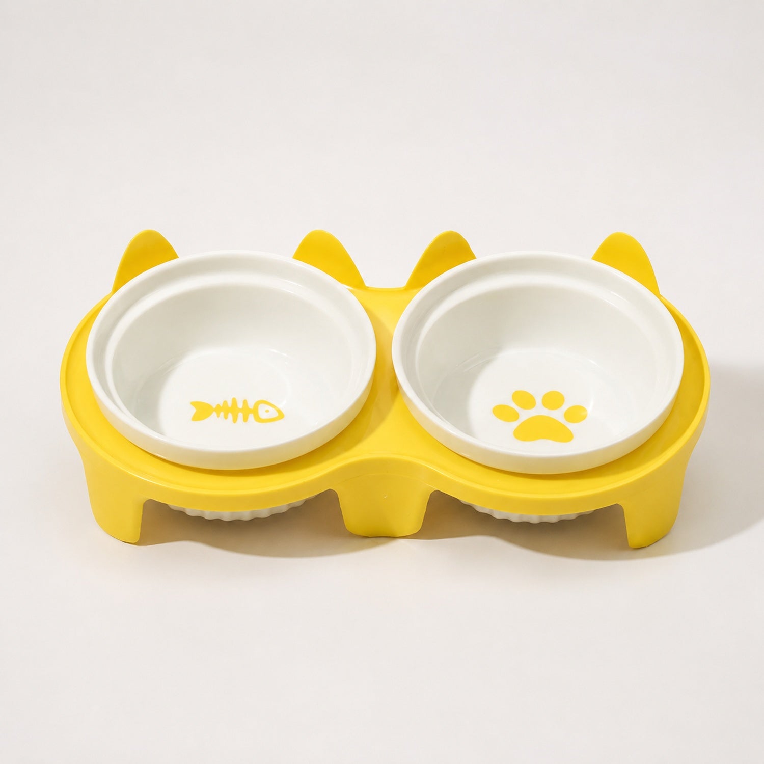 Elevated Ceramic Cat Feeder | 15° Tilted Double Bowls | Easy-Clean Neck-Friendly Stand
