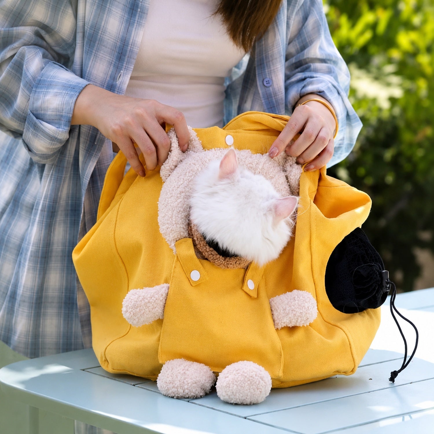 Foldable Bear Tote Pet Carrier | Canvas | Safety Tether & Storage Pocket