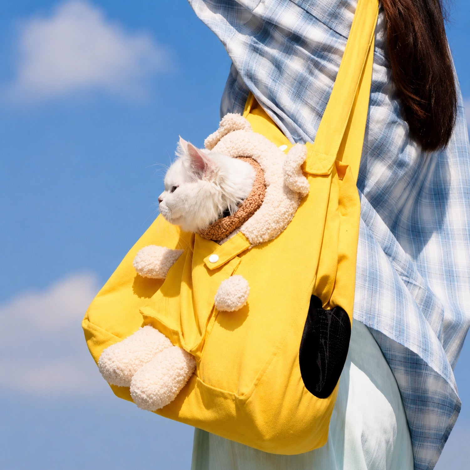 Foldable Bear Tote Pet Carrier | Canvas | Safety Tether & Storage Pocket